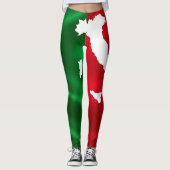 italië kaart rood groen wit vlagpatroon leggings (Voorkant)