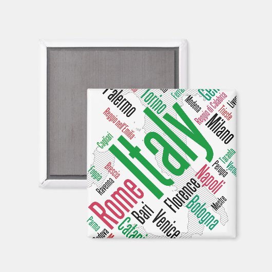 Italië kaart steden magneet (Voorkant / Achterkant)