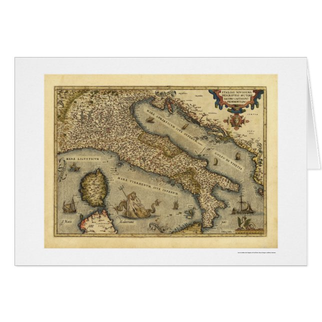 Italië Kaart van Ortelius 1570 (Voorkant Horizontaal)