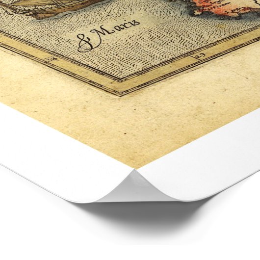 Italië Kaart van Ortelius 1570 Poster (Hoek)