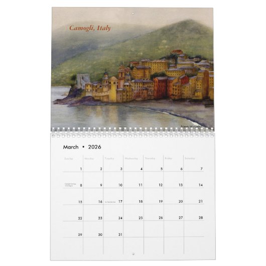 Italië Kalender van foto's en waterverven (Mar 2026)