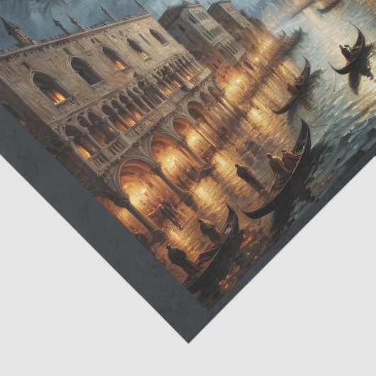 Italië Kanaal van Venetië bij maanlicht Tissuepapier (Detail)