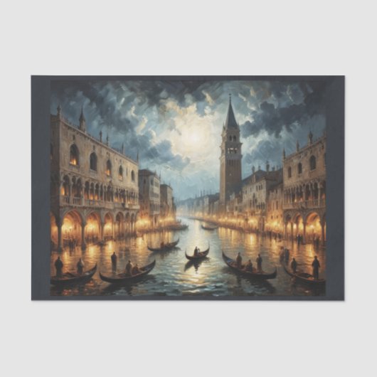 Italië Kanaal van Venetië bij maanlicht Tissuepapier (Voorkant)