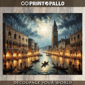 Italië Kanaal van Venetië bij maanlicht Tissuepapier