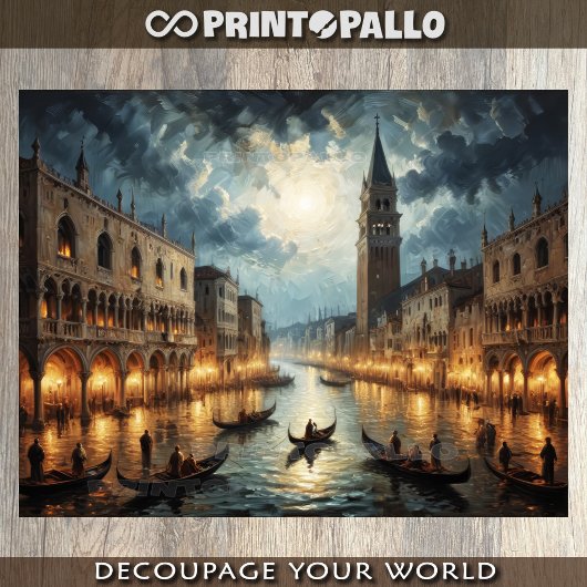 Italië Kanaal van Venetië bij maanlicht Tissuepapier