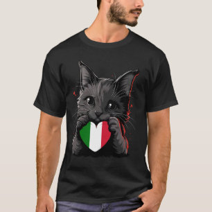 Italië Kat Hart Italiaanse Vlag Italiaanse Wortels T-shirt