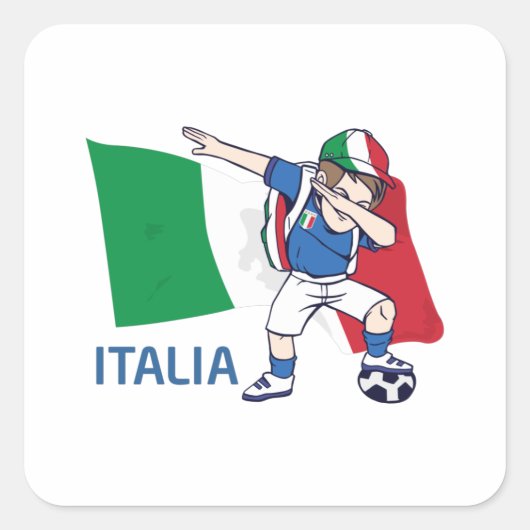 Italië Kind voetbal schooljongen Vierkante Sticker (Voorkant)