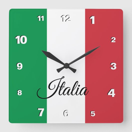 Italië Klok, patriottisch huis, Italiaanse vlag Vierkante Klok (Voorkant)