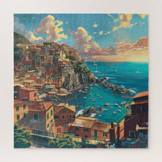 Italië Kust met torenhoge kliffen en zonovergoten  Legpuzzel (Verticaal)