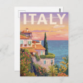  Italië Kustdorp bij zonsondergang Briefkaart (Voorkant / Achterkant)
