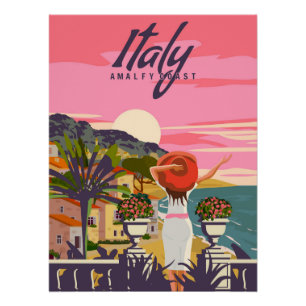 Italië, Lady op vakantie, Riviera Coast poster