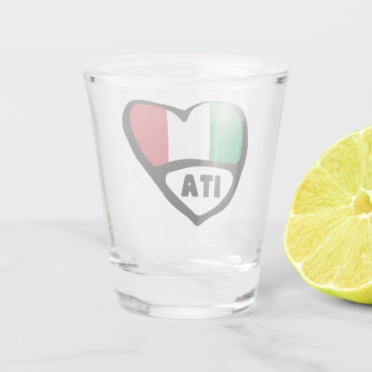 Italië Landcode Vlag Hart, ITA Shot Glas (Achterkant)