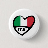 Italië Landcode Vlag Hart Pin Badge, ITA Ronde Button 3,2 Cm (Voorkant)