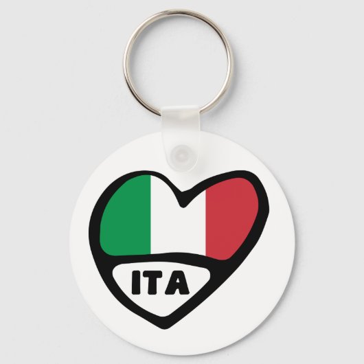 Italië — Landcode vlag — Heart Keyring, ITA Sleutelhanger (Voorkant)