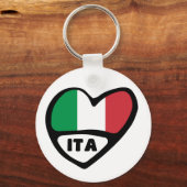 Italië — Landcode vlag — Heart Keyring, ITA Sleutelhanger (Voorkant)