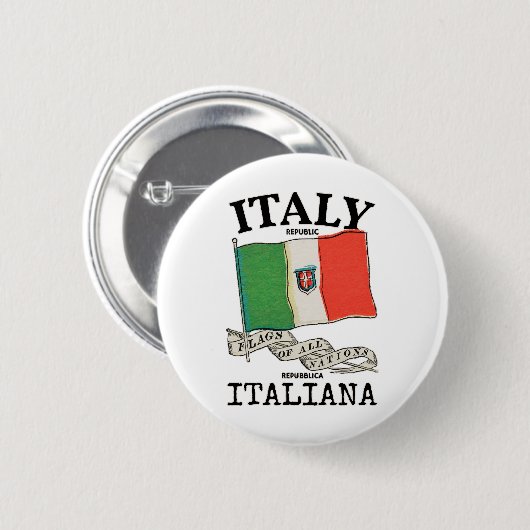  Italië Landenvlag Ronde Button 5,7 Cm (Voorkant /achterkant)