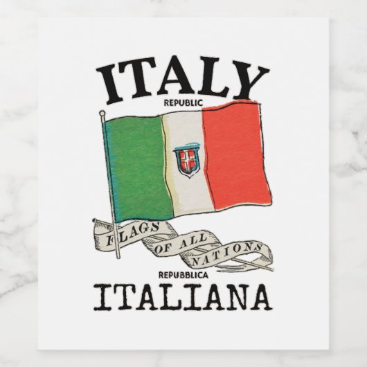  Italië Landenvlag Wijn Etiket (Enkel label)