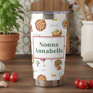 Italië Leuk eten Chef Kleurrijk Geïsoleerde Drinkbeker