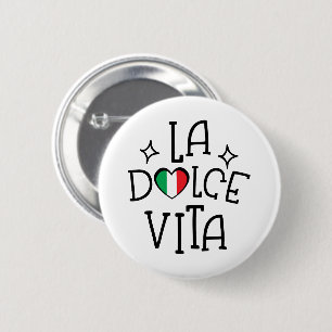 Italië Liefhebber Cadeau La Dolce Vita Hart Vlag Ronde Button 5,7 Cm