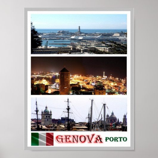 Italië - Ligurië - Genua - Mosaic - Harbour - Poster (Voorkant)