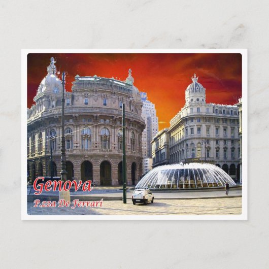 Italië - Ligurië - Genua - Piazza Ferrari - Briefkaart (Voorkant)