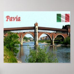 Italië - Lombardije - Pavia - de overdekte brug - Poster