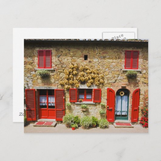 Italië, Lucignano, Red Shutters en Harvest Briefkaart (Voorkant / Achterkant)