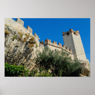 Italië, Malcesine, Gardenmeer, Castle Scaligero Poster