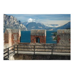 Italië, Malcesine, uitzicht vanaf kasteel op meer Foto Afdruk