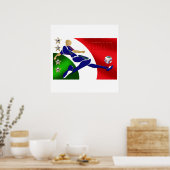 Italië Mannen Athlete football Italia vlag ventila Poster (Keuken)