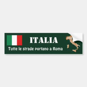 Italië Markering + Kaart Bumpersticker