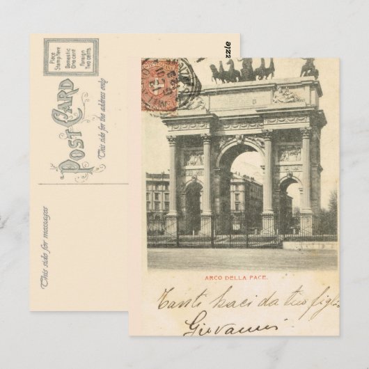  Italië, Milano, Arco della speed, 1894 Briefkaart (Voorkant / Achterkant)