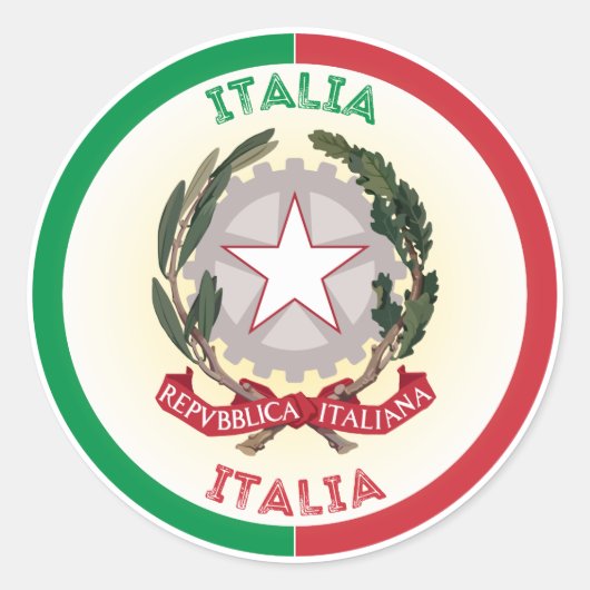 Italië Nationaal Embleem Cirkel Vorm Ronde Sticker (Voorkant)