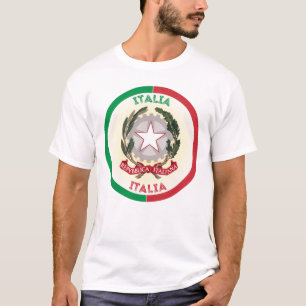Italië Nationaal Embleem Cirkel Vorm T-shirt