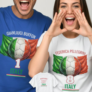 Italië Nationaal Voetbal Vlag Erfgoed Voetbal T-shirt