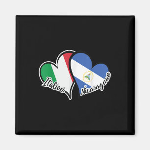 Italië Nicaragua Vlag Hart Half Italiaans Half Nic Magneet