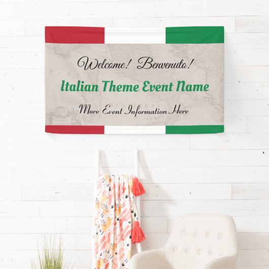 Italië of Italiaans themaevenement Welkom Spandoek (Insitu)