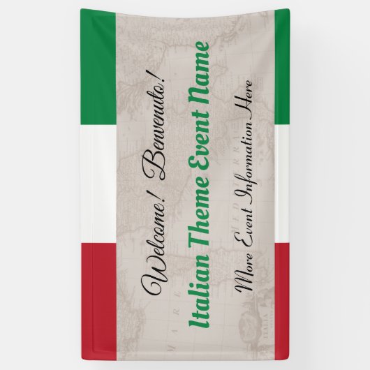 Italië of Italiaans themaevenement Welkom Spandoek (Verticaal)