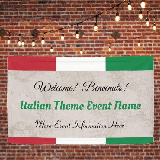 Italië of Italiaans themaevenement Welkom Spandoek