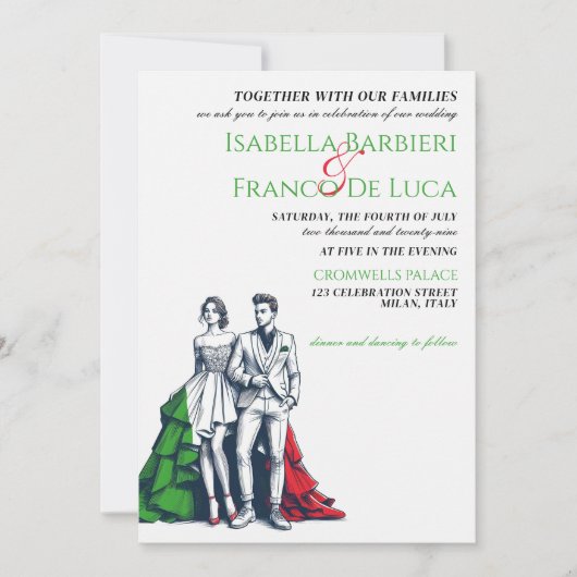 Italië paar bruiloft uitnodiging (Voorkant)