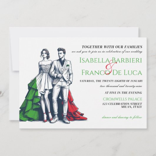Italië paar bruiloft uitnodiging (Voorkant)