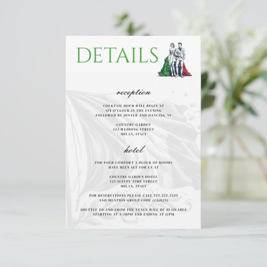 Italië Paar Informatiekaartje (Staand voorkant)