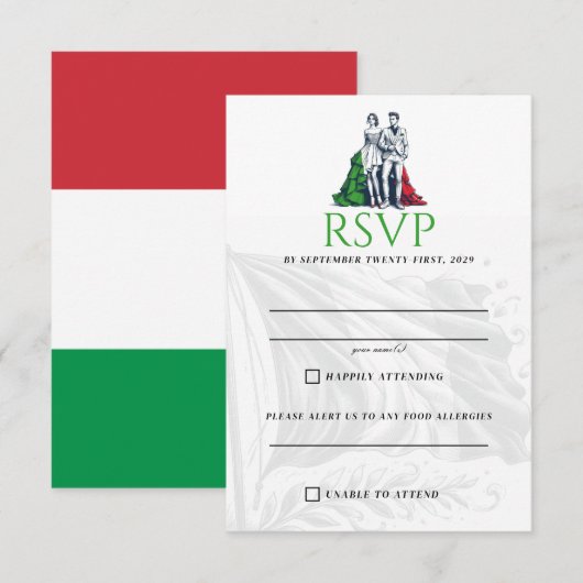Italië Paar RSVP-kaart RSVP Kaartje (Voorkant / Achterkant)
