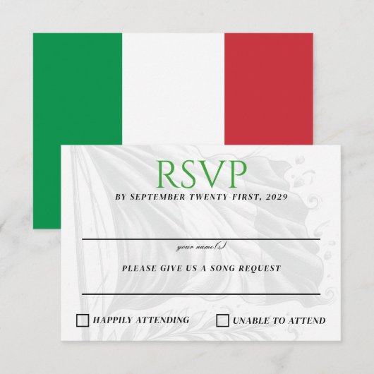 Italië Paar RSVP Kaartje (Voorkant / Achterkant)