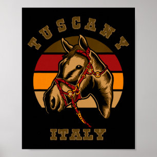Italië Paardrijden Paard Retro stijl Toscane Equ Poster