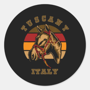 Italië Paardrijden Paard Retro stijl Toscane Equ Ronde Sticker
