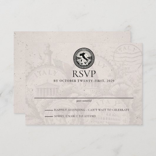 Italië Paspoort bruiloft RSVP Kaartje (Voorkant / Achterkant)