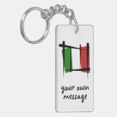 Italië Penseelvlag Sleutelhanger (Voorkant Links)