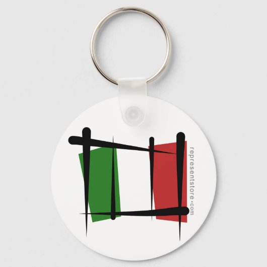 Italië Penseelvlag Sleutelhanger (Voorkant)