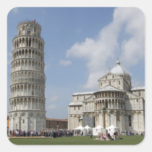 Italië, Pisa. Leaning Tower of Pisa Vierkante Sticker